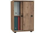 Aktenschrank VCM "Büroschrank Schiebetüren Aktenschrank Ulas 2fach", braun (honig, eiche), B:49cm T:38cm, Obermaterial: 100% Holz Wood., Schränke, Aktenschrank