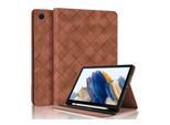 Für Samsung Galaxy Tab A9 Plus Rhombus Muster Kunstleder Tasche Braun