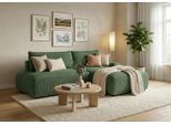 Ecksofa TRENDMANUFAKTUR "Fordon II, Schlafsofa mit Bettkasten, Couch in L-Form, Breite 250 cm", grün (dunkelgrün), B:250cm H:82cm T:167cm, 92% Polyester, 8% Polyamide, Sofas, Ecksofa, in Cordstoff HYPER, dunkelgrün, Armlehne rechts