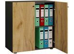 Aktenschrank VCM "Büroschrank Bücher Ordner Aktenschrank Lona 2fach", braun (anthrazit, honig, eiche), B:70cm T:40cm, Obermaterial: 100% Holz Wood., Schränke, Aktenschrank