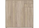 Kommode FORTE "Tempra, Kommode, 3 Türen, 2 Schubkästen, viel Stauraum", braun (sonoma eiche), B:108,8cm H:111,1cm T:34,8cm, Sideboards, Kommode, Breite 108,8 cm