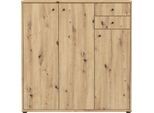 Kommode FORTE "Tempra, Kommode, 3 Türen, 2 Schubkästen, viel Stauraum", braun (artisan eiche), B:108,8cm H:111,1cm T:34,8cm, Sideboards, Kommode, Breite 108,8 cm