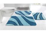 Badematte OTTO HOME "Anna, Badvorleger, Badezimmer Teppich" Gr. 3, blau (petrol, türkis), H:16mm, Polyester, Badematten, Badematte, Badteppich, Hoch Tief Effekt, Modern, Weich, Wellen