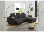 Ecksofa JOCKENHÖFER GRUPPE "Savona L-Form, B: 299 cm", schwarz, B:299cm H:105cm T:105cm, Luxus-Microfaser (92% Polyester, 8% Nylon);Zierkissen: (100% Polyester), Sofas, Ecksofa, mit elektr. Relaxfunktion, USB, 2 Zierkissen & 3 Kopfstützen