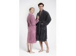 Unisex-Bademantel OTTO HOME "Lillou Kimono, ideal für Sauna & Spa, Hotelbademantel, Morgenmantel" Gr. XL, grau (anthrazit), L:115cm, Microfaser, Hausmäntel, Unisex-Bademantel, kuschelig weicher Fleece, plüsch, für Damen und Herren, XS-3XL