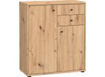 Kommode FORTE "Tempra, Kommode, 2 Türen, 2 Schubkästen, viel Stauraum", braun (artisan eiche), B:73,7cm H:85,5cm T:34,8cm, Sideboards, Kommode, Breite 73,7 cm
