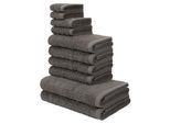 Handtuch Set OTTO HOME "Regona, als 10 tlg Set und Serie, Premium Handtücher, 500 gr/m²", grau (anthrazit), 10 Stk., Frottier, Frottier, Obermaterial: 100% Baumwolle, Handtuch-Sets, Handtuch Set, Duschtücher, Handtücher, Gästetücher, Seiftücher, 5 Jahre Garantie, Topseller