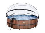 Framepool EXIT "inkl. multifunktionaler Poolabdeckung", braun, H:122cm Ø:488cm, Schwimmbecken, ØxH: 488x 122 cm, mit Sandfilteranlage und Sicherheitsleiter