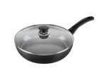 Ballarini Schmorpfanne Ballarini Bologna Granitium Ceramic, Schwarz, Metall, rund, backofengeeignet,hitzebeständige Griffe, backofengeeignet, ergonomischer Griff, energiesparend, Deckel hitzebeständig, Kochen, Pfannen, Bratpfannen