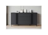 P & B Sideboard Helsinki, Schwarz, Kunststoff, 2 Fächer, 3 Schublade(n) Schubladen, 150x77.8x39.5 cm, Fsc, stehend, Wohnzimmer, Kommoden & Sideboards, Sideboards