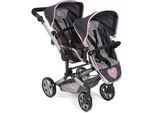 Puppen-Zwillingsbuggy CHIC2000 "Linus Duo", blau (melange grau, navy), Puppenwagen, KinderB:80cm H:79cm T:80cm, Kunststoff, Polyester, Stahl, mit zwei abnehmbaren, bis in Liegeposition verstellbaren Sportsitzen, B:80cm H:79cm T:80cm