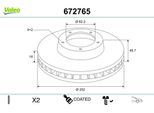 VALEO Bremsscheibe 672765 Vorderachse belüftet 252mm 18mm für HYUNDAI KIA