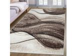 Teppich OTTO HOME "Tritom" Gr. 2, braun, B:80cm H:9mm L:150cm, Kunstfaser, Teppiche, Teppich, mit besonders weichem Flor, Kurzflor, modernes Wellen Muster