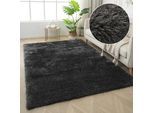 Hochflor-Teppich OTTO HOME "Micro Shaggy, aus weicher Mikrofaser" Gr. 35, grau (anthrazit), B:230cm H:53mm L:320cm, Kunstfaser, Teppiche, weich, flauschig, Uni-Farben, Wohnzimmer, Schlafzimmer, Kinderzimmer