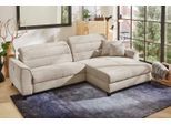 Ecksofa JOCKENHÖFER GRUPPE "Double One L-Form, B: 288 cm, 2x120 cm breite, elektr. Relaxfunktionen", grau (grau, beige), B:288cm T:105cm, Korpus: 100% Polyester;Kissen: 100% Polyester, Sofas, Ecksofa, Kopfteilverstellung, USB-Anschluss & Zierkissen