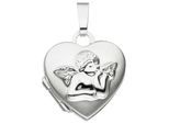 Medallionanhänger JOBO "Anhänger Medaillon Herz Schutzengel", silber (silber 925), Schmuckanhänger, Damen, Silber 925 (Sterlingsilber), 925 Silber