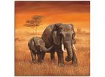 Leinwandbild ARTLAND "Elefanten II", braun (farbe bild(er): braun), B:50cm H:50cm, Bilder, Leinwandbild, auf Holzrahmen gespannt