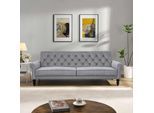 Schlafsofa DOREL HOME "Tyne", grau (hellgrau), B:222cm H:82cm T:83cm, 100% Polyester, Sofas, Schlafsofa, Schlafsofa 222 cm, Bettfunktion (110/190cm), pflegeleichter Velours