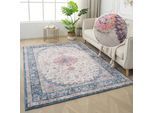Teppich OTTO HOME "Omar, Druckteppich, orientalisches Design, mehrfarbig, bedruckt" Gr. 34, blau, B:160cm H:13mm L:220cm, Kunstfaser, Teppiche, Teppich, Orient-Optik, Vintage Design, weich, Wohnzimmer, Schlafzimmer