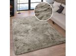 Hochflor-Teppich OTTO HOME "Valeria, Fellteppich, kuschelig, flauschig" Gr. 6, grau (taupe), B:200cm H:60mm L:290cm, Kunstfaser, Teppiche, Kunstfell, weiche Teppiche, Wohnzimmer, Schlafzimmer, Esszimmer