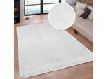 Hochflor-Teppich OTTO HOME "Silky, besonders weich und kuschelig, sehr dichte Qualität" Gr. 2, weiß, B:80cm H:33mm L:150cm, Kunstfaser, Teppiche, rutschhemmend beschichtet, waschbar, uni, Wohnzimmer, Schlafzimmer