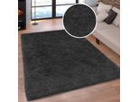 Hochflor-Teppich OTTO HOME "Silky, besonders weich und kuschelig, sehr dichte Qualität" Gr. 4, schwarz, B:140cm H:33mm L:200cm, Kunstfaser, Teppiche, rutschhemmend beschichtet, waschbar, uni, Wohnzimmer, Schlafzimmer