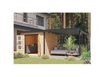 Gartenhaus KARIBU "Plutino 6 SET, in verschiedenen Farben", naturbelassen, anthrazit, ohne Fußboden, Blechdach, Massivholz, Gartenhäuser, Gartenhaus, inkl. Anbaudach