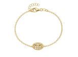 Armband SMART JEWEL "Mittelteil mit Zirkonia, Silber 925", gold, Armbänder, Damen, 19cm, Silber 925 (Sterlingsilber), Armband