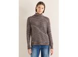 Rollkragenpullover CECIL, Damen, Gr. XXL (46), urban taupe melange, Web, 39% Baumwolle, 32% Polyester, 24% Polyacryl, 5% Nylon, unifarben, comfort fit normal, Bündchen, Pullover Rollkragenpullover, mit Strick-Detail
