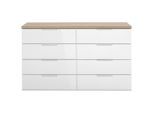 Carryhome Sideboard , Eiche Artisan, Weiss Hochglanz , Kunststoff , 8 Schublade(n) Schubladen , 136x82x44 cm , FSC MIX , Typenauswahl, Beimöbel erhältlich, stehend , Kleinmöbel, Kommoden, Sideboards