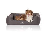 Knuffelwuff Orthopädisches Hundebett Leano aus Velours mit Handwebcharakter schwarz XXL