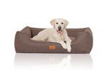 Knuffelwuff Hundebett Lotte aus Velours mit feinem Handwebcharakter braun/ grau XL