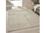 Teppich OTTO HOME "Jonne, Boho-Design, Scandi, Designteppich", beige, B:200cm H:20mm L:300cm, Kunstfaser, Teppiche, Teppich, Hoch-Tief, 3D Optik, skandinavischer Stil, Wohnzimmer, Schlafzimmer