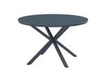 Ambia Garden Gartentisch, Dunkelgrau, Metall, Glas, rund, Flachrohr, 120x72 cm, Gartenmöbel, Gartentische, Gartentische