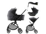 Britax Römer Kinderwagenset Rio Set inkl. Baby-Safe Core und Base Core, Schwarz, Textil, 55x120x93 cm, EN 1888, ECE R 129 i-Size, Feststellbremse, Federung, 5-Punkte-Gurt, für Babyschale geeignet, Griff in Lederoptik, Sitz umsetzbar,abnehmbarer und waschbarer Bezug, ergonomischer Tragebügel, Flugzeugzulassung, Gurtlängenverstellung, Sonnendach, optimaler Aufprallschutz, schadstoffgeprüft, Isofix-B