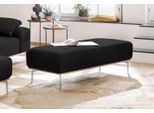 Polsterhocker W.SCHILLIG, schwarz (midnight w82), B:150cm H:46cm T:60cm, Flachgewebe W82 Q2 (74% Polyacryl, 26% Polyester), Hocker, Polsterhocker, mit elegantem Holzsockel, Füße in Chrom glänzend, Breite 150 cm