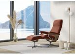 Fußhocker STRESSLESS "View", rot (henna paloma), B:57cm H:43cm T:47cm, Leder PALOMA: PALOMA ist ein durchgefärbtes Semianilin-Möbelleder mit natürlicher Narbung., Hocker, Fußhocker, mit Cross Base, Größe S, M & L, Holzakzent Eiche