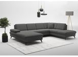 Wohnlandschaft SIT & MORE "Morris Jubi U-Form, B: 300 cm", grau (anthrazit), B:300cm H:83cm T:202cm, 100% Polyester, Sofas, Wohnlandschaft, mit Armteilfunktion & 1 Zierkissen, optional Bettfunktion