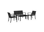 Ambia Garden Gartenset, Grau, Schwarz, Metall, Glas, Textil, 4-teilig, Tisch mit Glasplatte, Gartenmöbel, Gartenmöbel-Sets