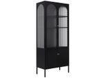 Mid.you Vitrine, Schwarz, Transparent, Metall, Glas, 3 Fächer, 80x185x40 cm, Wohnzimmer, Wohnzimmer-Sets & Serien, Vitrinenschränke