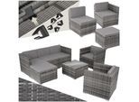 tectake® Rattan Lounge, für 5 bis 6 Personen, UV-beständig, variabel aufstellbar