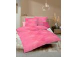 Bettwäsche KAEPPEL "Ikat", pink, B/L: 135cm x 200cm, 1 Stk., 1 Stk., Mako-Satin, B/L: 80cm x 80cm, 2 Stk., Mako-Satin, Obermaterial: 100% Baumwolle, Bettwäsche, Bettwäsche