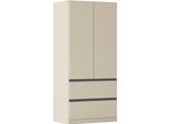 Drehtürenschrank RAUCH "Kleiderschrank Schrank Garderobe COSTA in den Breiten 91/136/181 cm", beige (champagner), eingriffe graumetallic, B:91cm H:197cm T:54cm, Holzwerkstoff, Schränke, Drehtürenschrank, viel Platz, grifflose Front und Push-to-Open Funktion MADE IN GERMANY