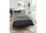 Bettwäsche KAEPPEL "Smart", grau (zinn), B/L: 155cm x 220cm, 1 Stk., 1 Stk., Mako-Satin, B/L: 80cm x 80cm, 2 Stk., Mako-Satin, Obermaterial: 100% Baumwolle, Bettwäsche, Bettwäsche