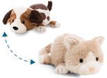 Kuscheltier NICI "Twistimals, Katze & Hund, 25 cm", braun (beige), Plüschfiguren, KinderB:14cm H:12cm L:25cm, Kuscheltier, mit Wendefunktion 2in1, B:14cm H:12cm L:25cm