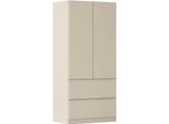 Drehtürenschrank RAUCH "Kleiderschrank Schrank Garderobe COSTA in den Breiten 91/136/181 cm", beige (beige (champagner), eingriffe beige (champagner)), B:91cm H:197cm T:54cm, Holzwerkstoff, Schränke, Drehtürenschrank, viel Platz, grifflose Front und Push-to-Open Funktion MADE IN GERMANY