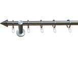 Gardinenstange INDEKO "Calais", silber (edelstahl, optik), L:250cm Ø:16mm, Eisen, Gardinenstangen, Gardinenstange, Komplett-Set inkl. Ringen, Faltenlegehaken und Montagematerial