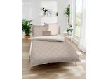 Wendebettwäsche KAEPPEL "La Ville", braun (nougat), B/L: 155cm x 220cm, 1 Stk., 1 Stk., Mako-Satin, B/L: 80cm x 80cm, 2 Stk., Mako-Satin, Obermaterial: 100% Baumwolle, Bettwäsche, Wendebettwäsche