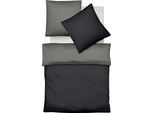 Wendebettwäsche FLEURESSE "Lech W 4158", grau (anthrazit, granit), B/L: 200cm x 220cm, 1 Stk., 1 Stk., Flanell, B/L: 80cm x 80cm & 80cm x 80cm, 3 Stk., Flanell, Obermaterial: 100% Baumwolle, Bettwäsche, Wendebettwäsche, Edelflanell, Baumwolle, in Gr. 135x200, 155x220, 200x200cm