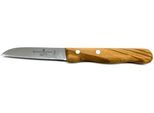 Gemüsemesser OLIVENHOLZ-ERLEBEN "mit gerader Edelstahl-Klinge und Olivenholzgriff", silber (silberfarben, natur), Klingenlänge 13cm, Stahl, Kochmesser, Gemüsemesser, rostfreie Edelstahlklinge Länge 13 cm, Olivenholzgriff